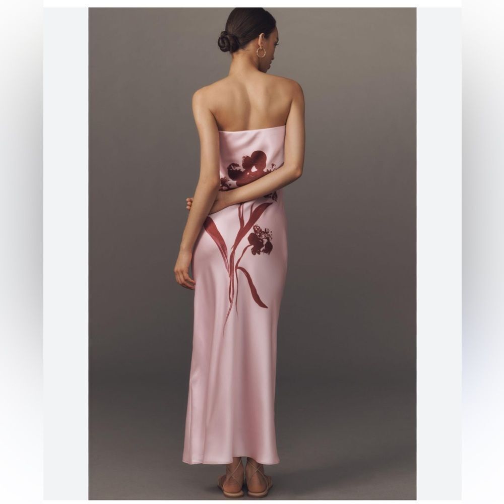 Anthropologie The FLEUR Strapless Satin Maxie Slip Dress - Picture 3 of 8